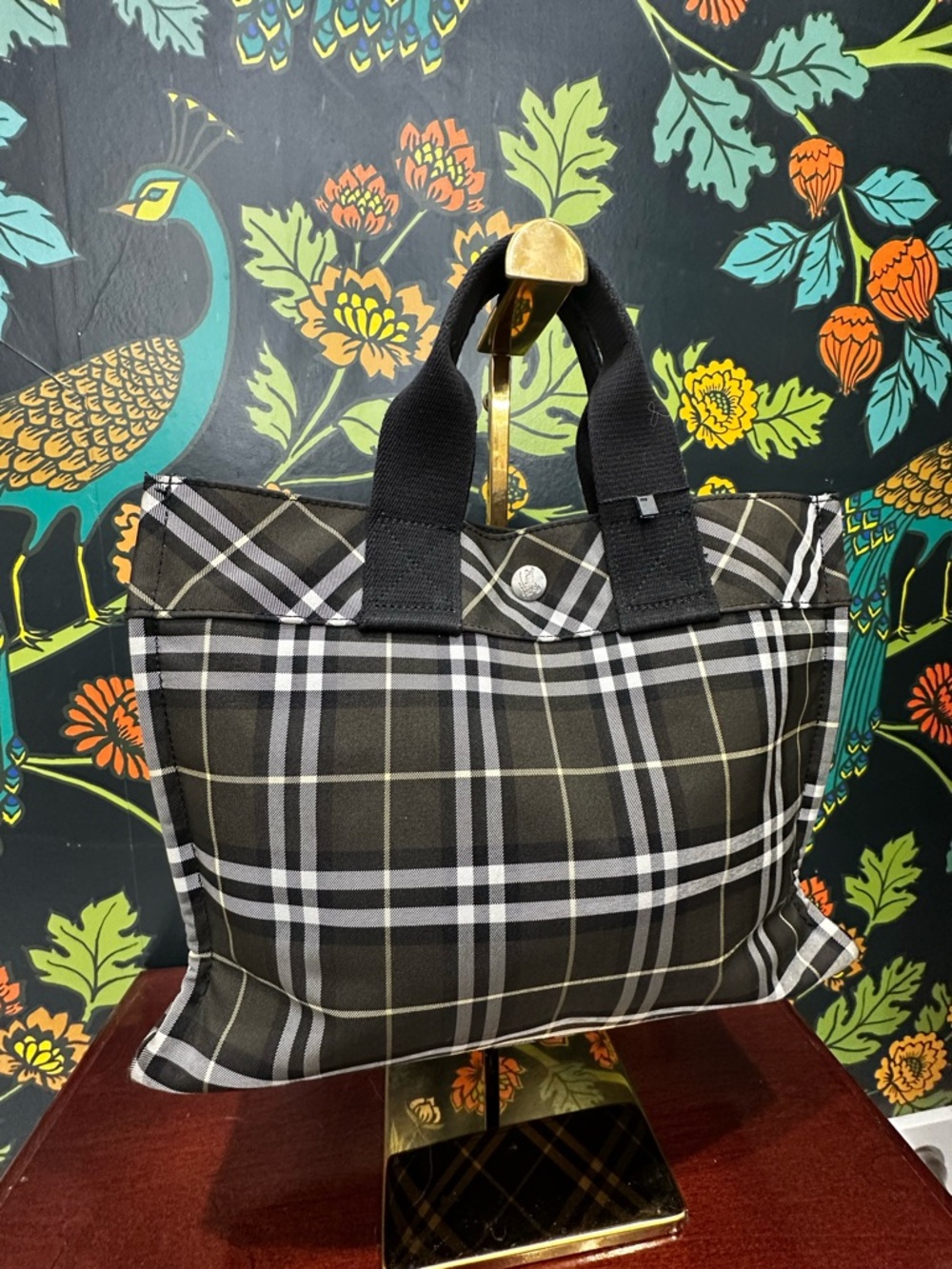 Burberry Plaid Nylon Tote Black Nova Check Mini Shopper NWOT - Picture 5 of 12